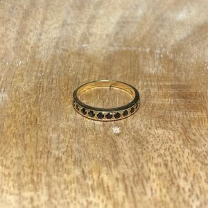 14K Yellow Gold Half Eternity Blue Sapphire Stackable Band Ring